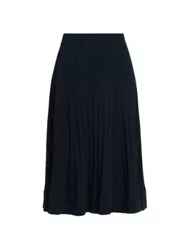 Шелковая юбка-миди в рубчик Co, нави