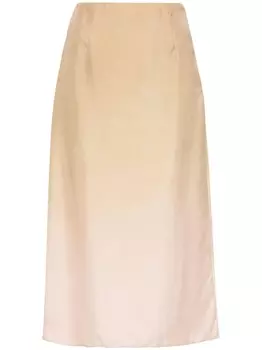 Шелковая юбка с эффектом градиента Prada, бежевый