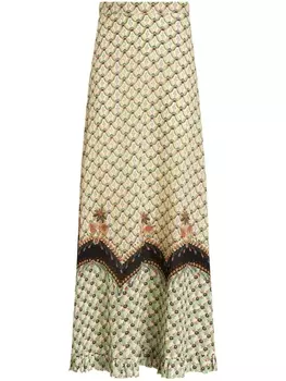 Шелковая юбка с принтом ETRO, бежевый