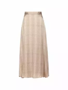 Шелковая юбка с принтом Kiton, бежевый