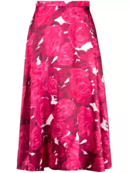 Шелковая юбка с принтом VALENTINO GARAVANI, розовый