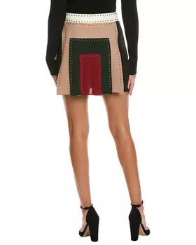 Шелковая юбка Valentino с заклепками, черный