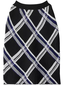 Шелковая юбка в клетку Burberry, черный