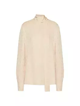 Шелковая жаккардовая блузка Toile Iconographe Valentino Garavani, цвет poudre