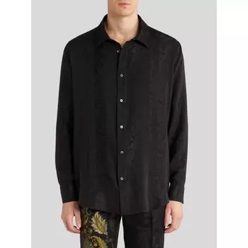 Шелковая жаккардовая рубашка Etro, черный