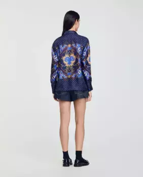 Шелковая женская рубашка с принтом Sandro, мультиколор