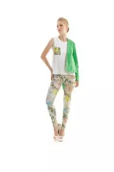 Шелковистые брюки с цветочным принтом Conquista, зеленый