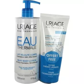 Шелковистый лосьон для тела Uriage, 500 мл + Очищающий крем Uriage, 200 мл