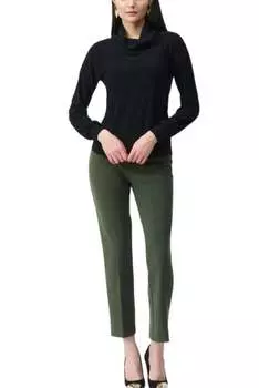 Шелковистый трикотажный топ прямого кроя с воротником-хомут черного цвета Joseph Ribkoff