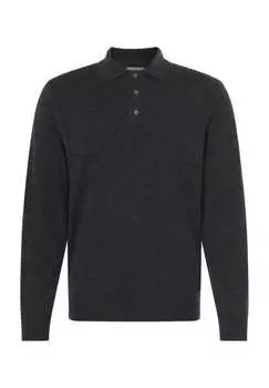 Шелково-Кашемировый свитер с воротником-поло Galeria, серый