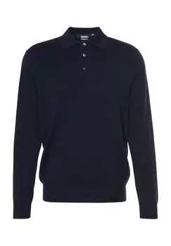 Шелково-Кашемировый свитер с воротником-поло Galeria, синий