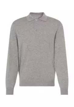 Шелково-Кашемировый свитер с воротником-поло Galeria, серый