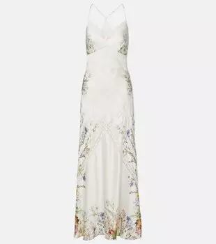 Шелковое атласное платье-комбинация с цветочным принтом Camilla, Dressin Room Drama