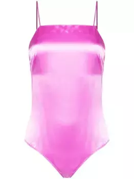 Шелковое боди с квадратным вырезом MAX MARA, розовый