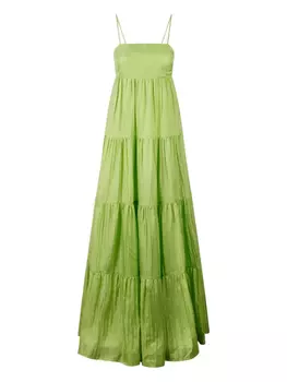 Шелковое макси-платье THE ROSE IBIZA, зеленый