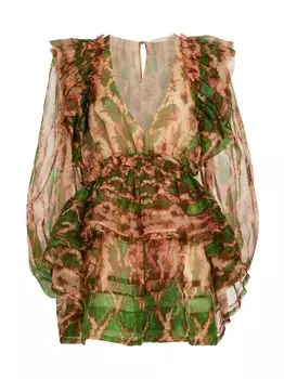 Шелковое мини-платье Adelaide с V-образным вырезом Ulla Johnson