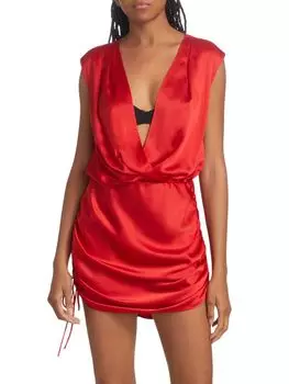 Шелковое мини-платье Amani со сборками Amanda Uprichard, рубин