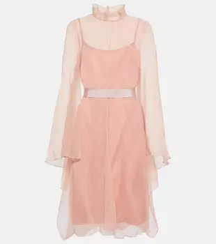 Шелковое мини-платье Bridal Alma с накидкой MAX MARA, розовый