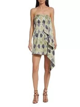 Шелковое мини-платье Luisa Cinq Sept, цвет Green Multi