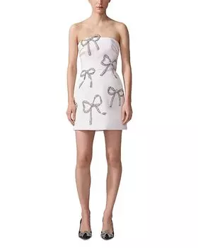 Шелковое мини-платье с декоративными элементами Carolina Herrera, белый