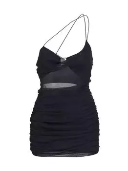 Шелковое мини-платье с драпировкой The Sei, черный