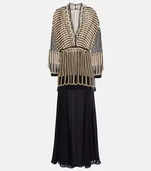 Шелковое мини-платье serenade by the river Johanna Ortiz, черный