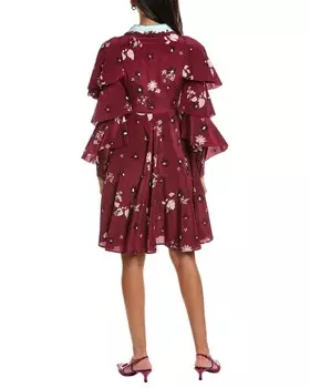 Шелковое мини-платье Valentino с цветочным принтом, фиолетовый