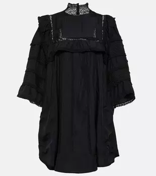 Шелковое мини-платье zakae с оборками Isabel Marant, черный