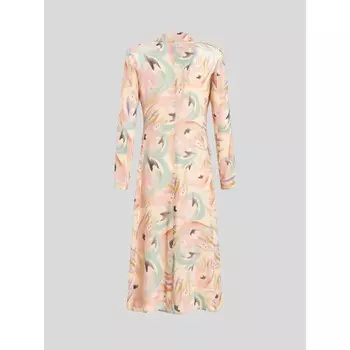 Шелковое пальто дастер с узором бабочки Etro, бежевый