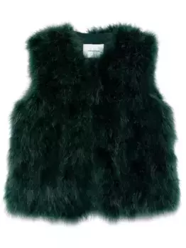 Шелковое пальто с перьями YVES SALOMON, зеленый