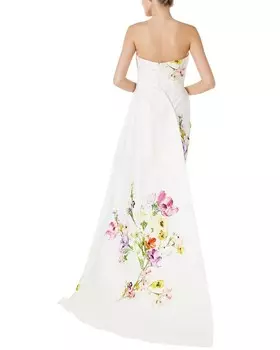 Шелковое платье без бретелек Monique Lhuillier, мультиколор