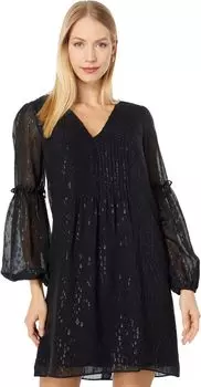 Шелковое платье Cleme с длинными рукавами Lilly Pulitzer, цвет Onyx Fish Clip Chiffon