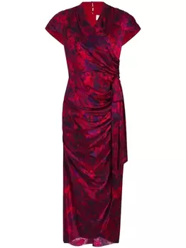 Шелковое платье Gail с цветочным принтом Cinq A Sept, красный