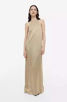 Шелковое платье H&M, светло-зелено-бежевый