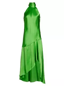 Шелковое платье хай-лоу с вырезом халтер Frame