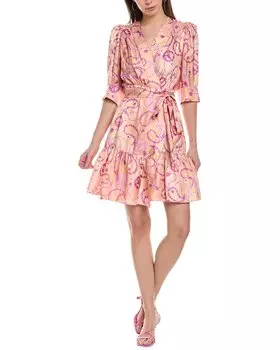 Шелковое платье-халат Sandro, оранжевый