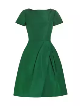 Шелковое платье из фай и вырезом «бато» Chalet Carolina Herrera, цвет racing green