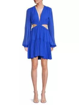 Шелковое платье Izzy с вырезом A.L.C., кобальт