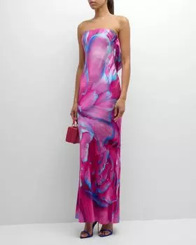 Шелковое платье Keaton без бретелек с открытой спиной и капюшоном Retrofete, цвет Pink Peony