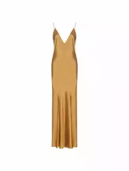 Шелковое платье-комбинация Saint Laurent, коричневый