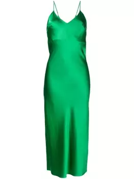Шелковое платье-комбинация Sophia длины миди Gilda & Pearl, зеленый