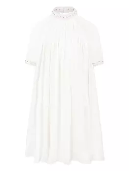 Шелковое платье LTaRa с пайетками на воротнике, белый