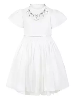Шелковое платье LTaRa с вышитым воротником, белый