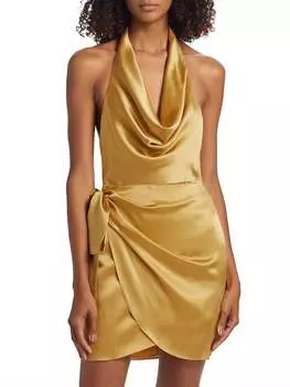 Шелковое платье Martine в золотом цвете Amanda Uprichard