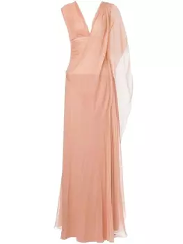 Шелковое платье макси асимметричного кроя Alberta Ferretti, розовый