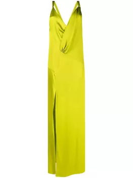 Шелковое платье макси FENDI, зеленый