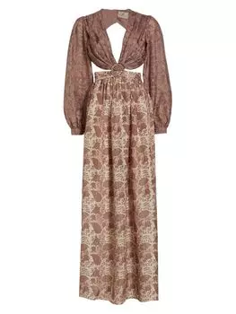 Шелковое платье макси Rio с вырезами Hannah Artwear, цвет Coco Hazel