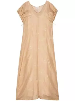 Шелковое платье макси с цветочным принтом Alysi, нейтральный цвет