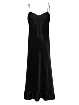 Шелковое платье макси с V-образным вырезом Carine Gilson, черный