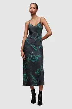 Шелковое платье Melody AllSaints, зеленый